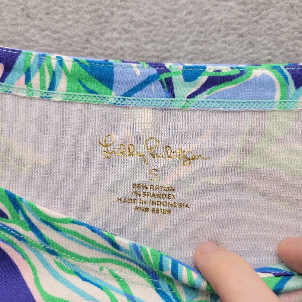 Lilly‎ Pulitzer Sophie Shift Dress Pink Blue Floral Gold Button Shoulder Small - Picture 2 of 8